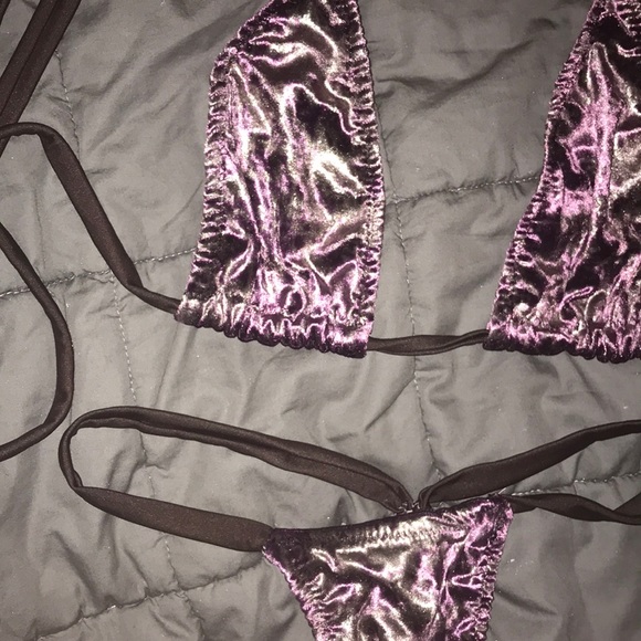 New custom velvet sparkle stripper bikini - Picture 3 of 4